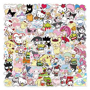 50/100pcs Kawaii My Melody Kuromi 헬로 키티 스티커 어린이를위한 소녀 DIY 편지지 일기 귀여운 만화 Sanrio 스티커 데칼