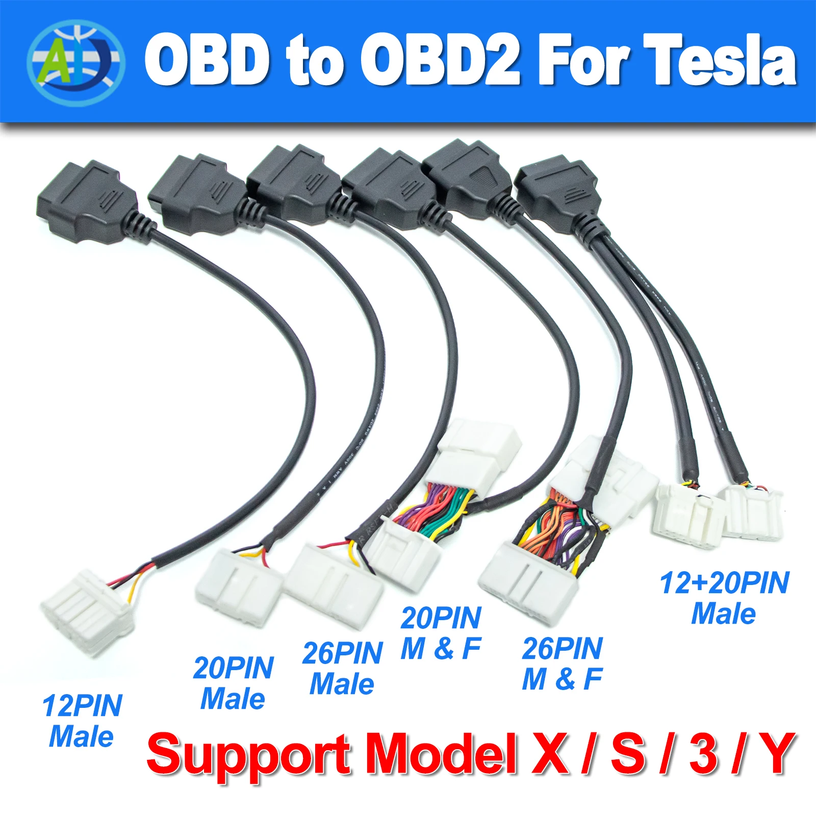 테슬라용 OBD 어댑터 12/20/26핀 - 테슬라 모델 X/S/3/Y용 OBDII OBD2 진단 케이블 OBD 커넥터 하네스 X431 스캐너용