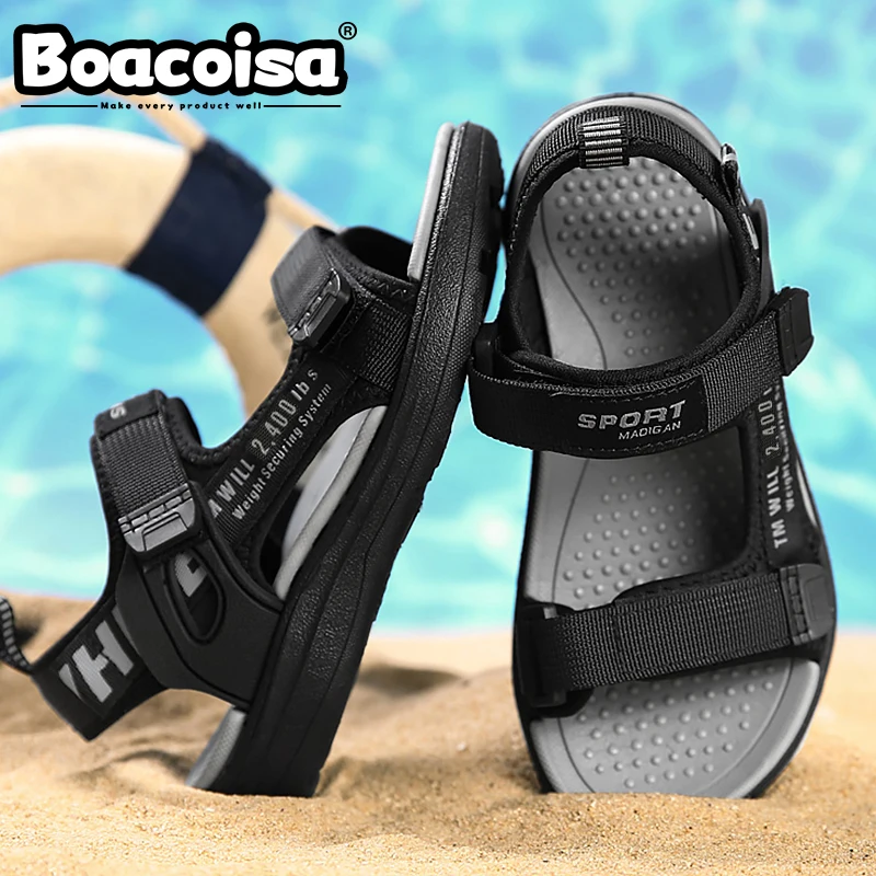 Boacoisa 여름 키즈 샌들 소년 스포츠 하이킹 해변 야외 오픈 발가락 러닝 샌들 소녀 어린이 학생 학교 신발