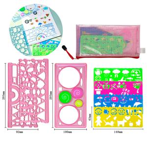 어린이를 위한 7-in-1 스피로그래프 스텐실 드로잉 자 세트