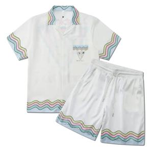 2025 하와이 프린트 캐주얼 셔츠 & 비치 반바지 2종 세트 반팔 남성 여름 의류 빈티지 스타일 파티/해변용