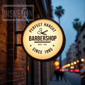 이발소용 맞춤형 원형 아크릴 LED 라이트 박스, 방수 양면 밝은 매장 간판