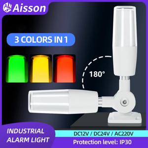 3색 통합 산업용 LED 신호등 경고 램프 CNC 기계용 부저 경보 기능 포함 DC12V/24V/AC220V