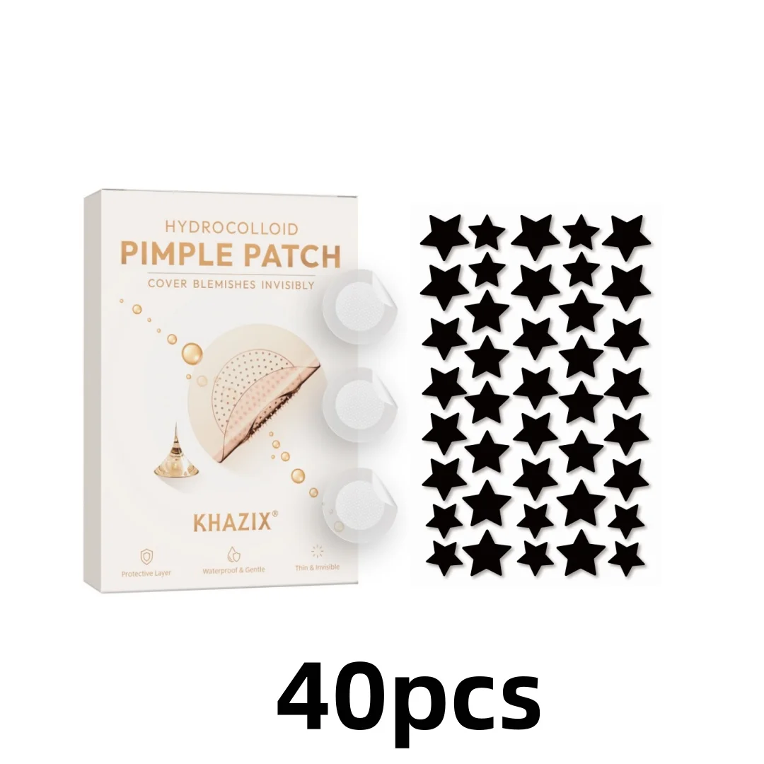 다색 별 모양 여드름 패치, 얼굴 여드름 패치, 컨실러 여드름 패치, 여드름 패치, 초박형 40개.