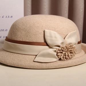 우아한 모직 니트 어부 모자 여성용 가을 겨울 꽃무늬 가장자리 작은 선물 모자 다용도 버킷 모자 햅번 스타일