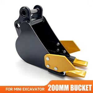 미니 굴삭기 200mm 블랙 버킷 고강도 강철 버킷 0.8-3톤 굴삭기용 트렌칭 파이프라인 설치 조경용