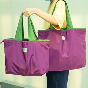 대형 재사용 가능한 쇼핑백 휴대용 옥스포드 원단 방수 드로스트링 접이식 간단한 정리함 보관 쇼퍼 핸드백