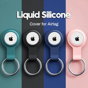 Apple AirTag 용 키 체인 실리콘 보호 케이스 커버 키 체인 Anti-Loss Ring AirTag 펜던트 용 AirTag 액세서리