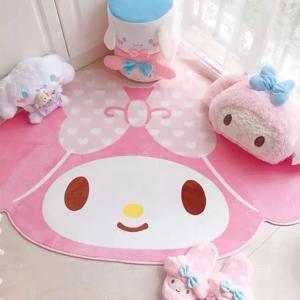 60x90cm Saniro 마이 멜로디 만화 카펫 Kawaii 홈 부드러운 모피 러그 어린이 소녀 침실 거실 바닥 매트 Doormat 장식 장난감