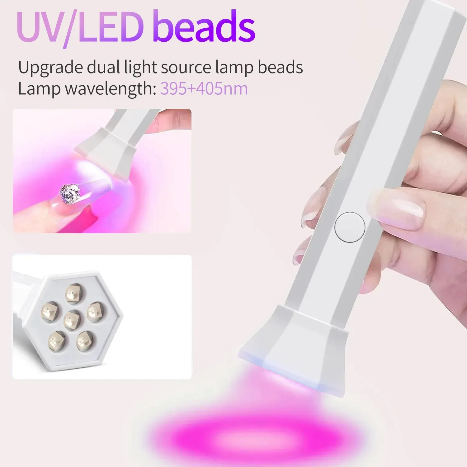 휴대용 네일 드라이어 램프 UV LED 네일 라이트 모든 젤 폴리쉬 경화용 USB 충전식 퀵 드라이 타이밍 머신 네일 아트 도구