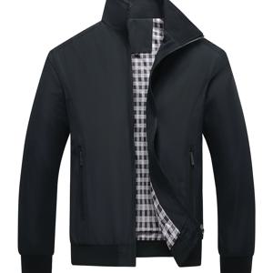 남성용 클래식 디자인 스포츠 재킷, 캐주얼 야구 칼라 지퍼, 봄, 가을 솔리드 컬러, 패셔너블한 데일리웨어 재킷