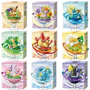 새로운 Keeppley 오리지널 포켓몬 DIY 빌딩 블록 장난감 만화 Eevee 가족 행성 시리즈 조립 모델 장식품 장난감 어린이 선물