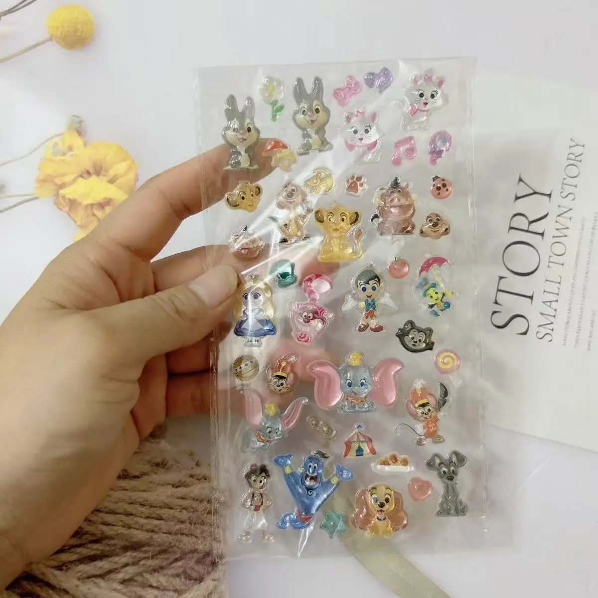 새로운 디즈니 덤보 3D 젤리 릴리프 스티커 만화 Diy 소녀 전화 케이스 액세서리 학생 창의력 수제 장식 장난감