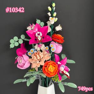 로맨틱하고 예쁜 핑크 꽃다발 빌딩 블록 세트 10342 크리스마스 선물에 적합한 레고 입자와 호환 가능