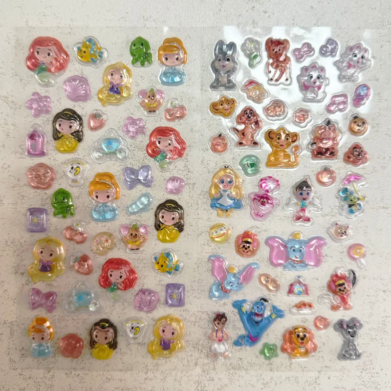 디즈니 프린세스 스티커 만화 덤보 마리 조토피아 3D 릴리프 크리스탈 스티커 Diy 전화 케이스 스크랩북 소년 소녀 보상 스티커