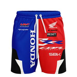 새로운 남성용 여름 HONDA RACING 패턴 반바지, 3D 프린트 통기성 속건 반바지, 런닝 반바지, 비치 반바지