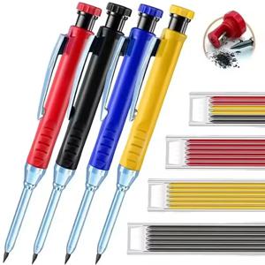 견고한 목수 연필 세트 목공 도구 기계식 연필 5색 리필 건설 작업 도구 목공 표시기