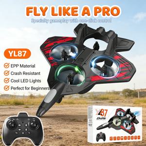 YL87 RC 폼 비행기 글라이더 2.4G LED 조명 탑재 EPP 스턴트 원격 조종 폼 전투기 장난감 어린이 선물