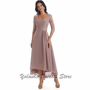 맞춤형 연인 목 신부 어머니 드레스, 아플리케 레이스업 포멀 이브닝 가운, 착시 웨딩 하객 원피스 발목