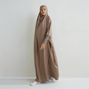 이슬람 Abaya 후드 스모킹 슬리브 원피스기도 드레스 여성 Jilbab 이슬람 의류 두바이 사우디 블랙 가운 터키 겸손