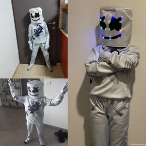 LED 마시멜로 소년 소녀 마스크 댄스 광대 코스프레 옷 할로윈 크리스마스 의상 파티 게임 Fortnites 의상 정장