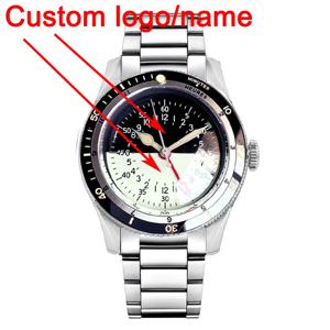 커스텀 하프 크림 다이얼 야광 40mm NH34 GMT 메카니컬 시계 남성용 20ATM 다이빙 스크류 크라운 더블 보우 사파이어 크리스탈