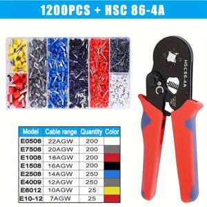 크림퍼 플라이어 HSC8 6-4 0.25-10mm² 23-7AWG 페룰 튜블러 터미널용 페룰 크림핑 클램프 세트 와이어 헤드 전기공 도구