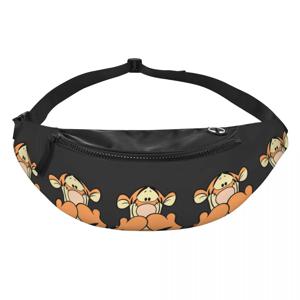 맞춤형 내 친구들 만화 티거 푸우 패니 팩 남녀 공용 크로스바디 허리 가방 여행 하이킹 휴대폰 돈 보관용 파우치