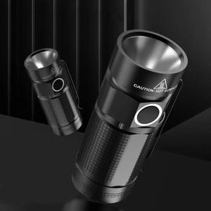 1Pc 미니 손전등 USB 충전 16340 배터리 펜 홀더 포함 휴대용 다기능 방수 알루미늄 합금 손전등