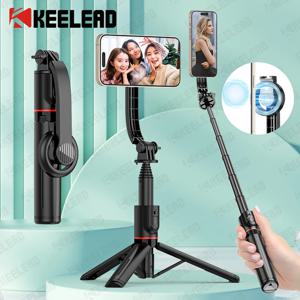 KEELEAD 자기 셀카 스틱, 블루투스 원격 Magsafe 핸드폰 삼각대 스탠드, iPhone 14 13 12 Pro Max 수직 촬영