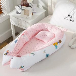 아기 둥지 침대 베개, 85x50cm, 휴대용 어린이 침대, 여행 침대, 유아용 면화 요람, 신생아 아기 침대, 요람 범퍼