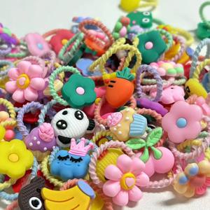 소녀를 위한 귀여운 엄지 머리끈 50/100개, 고탄성, 머리카락을 다치게 하지 않음, 달콤한 어린 소녀 머리끈, 어린이용