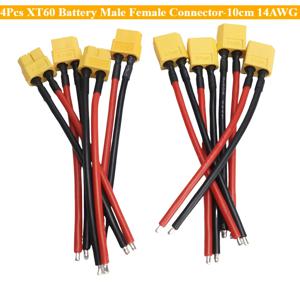 4개 XT60 배터리 남성 여성 커넥터 플러그 - 10cm 14AWG 실리콘 와이어 케이블 RC 비행기 리포 배터리 ESC FPV 드론 확장용