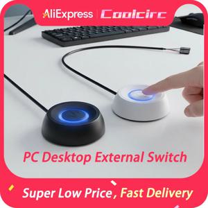 COOLCIRC 컴퓨터 데스크탑 외부 스위치 파란색 LED 조명 PC 마더보드 홈 오피스용 외부 시작 전원 켜기/끄기 버튼 ﻿
