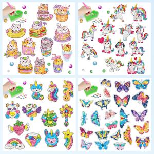 다이아몬드 스티커DIY 다이아몬드 아트 모자이크 스티커 다이아몬드 그림 스티커 어린이를위한 귀여운 만화 패턴 선물 보상 홈 장식