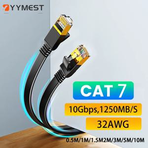 Cat7 플랫 케이블 이더넷 Cat 7 10/5/3/2/1.5/1/0.5m RJ45 네트워크 케이블 Cat7 패치 코드 (라우터 모뎀용) 10Gbps RJ 45 랜 케이블