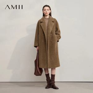 아미 퍼 코트 2025 겨울 신상 미니멀리스트 더블 브레스티드 여성 퍼 코트 루즈 따뜻한 우아함 다용도 퍼 재킷 롱 12524034