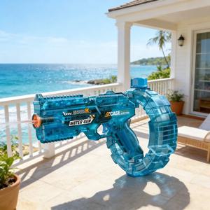 자동 전기 물총(라이트 포함) 대용량 물놀이 장난감 (어린이/성인 야외 놀이용)