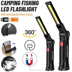 자석, 후크 360이 포함된 LED COB 손전등 USB 충전식 토치 검사 램프 °   회전식 조명 야외 비상 작업등