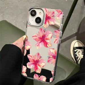 빨간 꽃 메이크업 거울 폰 케이스 아이폰 17 17Air 16 15 14 13 12 11 Pro Max XR X XS 7 8 Plus 번버 커버 케이스 푼다