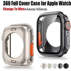 Apple Watch 용 화면 보호기 커버 44mm 45mm 40mm 41mm 하드 PC 전면 후면 범퍼 케이스 iwatch 9 8 7 6 5 4 Ultra로 변경