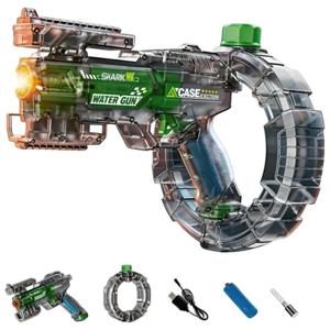 어린이 에너지 집중 링 전기 물총 LED 발광 자동 연속 물 분사총 여름 야외 장난감