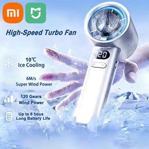 샤오미 3000mAh 휴대용 미니 선풍기, 아이스 컴프레스 기능, 고속 냉각, USB 충전식, 휴대용 LED 디지털 디스플레이