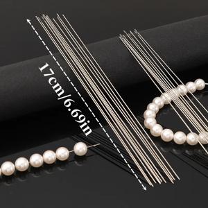 1/3/5pcs 강철 바늘이있는 파란색 바늘, 길고 얇은 파란색 리드, 측면 스레드 후크 및 DIY 수제 보석 용 비즈