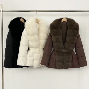 OFTBUY 고급 천연 여우털 칼라 화이트 덕다운 코트 아우터 캐주얼 다운 재킷 파카 2025 대형 여성 푸퍼 재킷