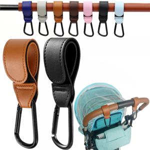 도매 2pcs PU 가죽 아기 유모차 후크 유모차 회전 360도 회전식 카트 주최자 유모차 후크 유모차 액세서리