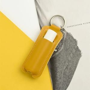 PU 가죽 립스틱 키체인 가방 화려한 키링 홀더 립밤 케이스 키링 가방 심플 키체인 홀더