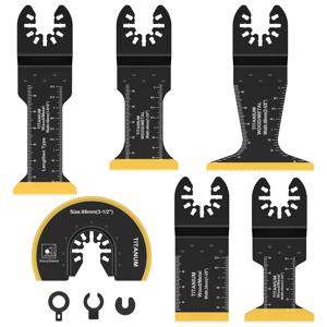 3/6PCS 티타늄 진동 톱 블레이드 키트, 금속 목재 못 나사 용 플런지 커팅 멀티 도구 블레이드, 플러시 컷 유니버설