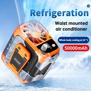 고속 허리 착용 냉풍기, USB 충전식 12000mAh 휴대용 개인용 선풍기 (150단계 강도 조절, 야외 및 여행용)