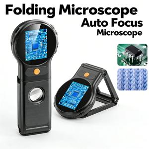 자동 초점 500X 디지털 현미경 8leds 2MP 코인 비디오 현미경 전자 수리를위한 접이식 돋보기 2 인치